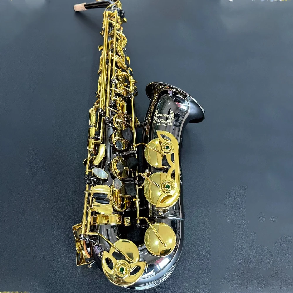 High quality Mas-706 Alto Saxophone E-flat Black Nickel Gold Exquisite Carved Eb instrumentos musicales With Accessories