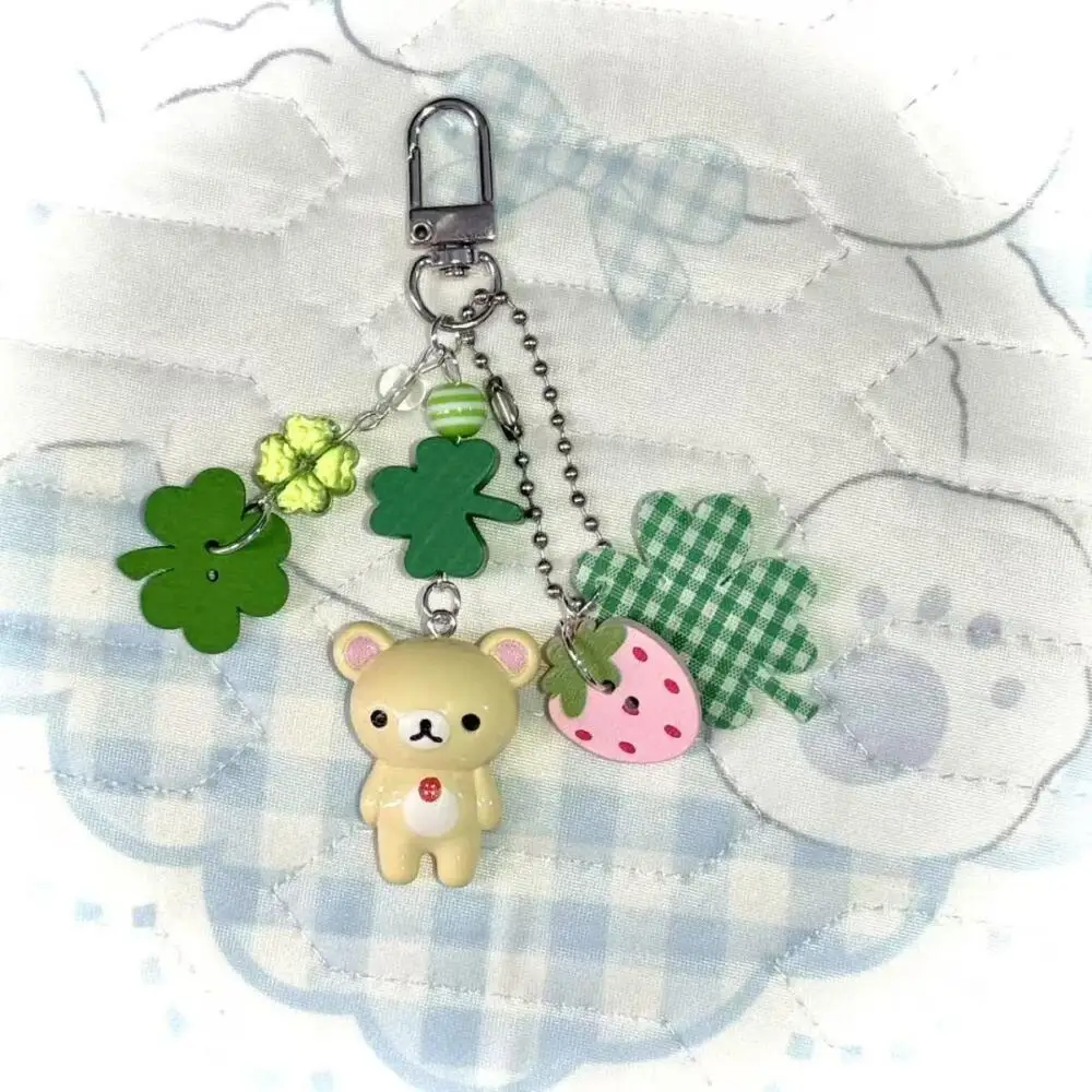 Handgemaakte kralen klavertje vier Rilakkuma sleutelhanger schattige cartoon pop accessoires sleutelhangers tas versierd sleutelhangers geschenken