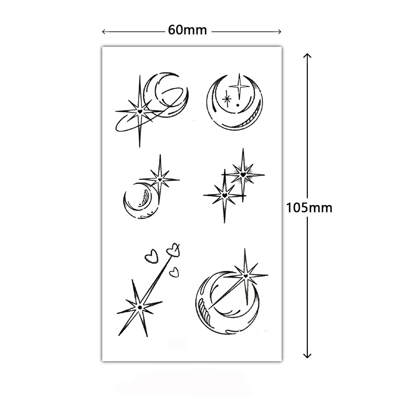 Tattoo Stickers Cute Moon Star Planet Love Heart Element Fake Tatto for Women Men Waterproof Temporary Party Hand Body Art