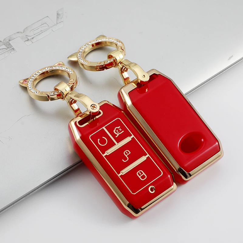 TPU Car Key Case Cover for BYD Qin EV E2 Yuan 535 E1 E3 S2 360 4 Button Auto Accessories Ring Key