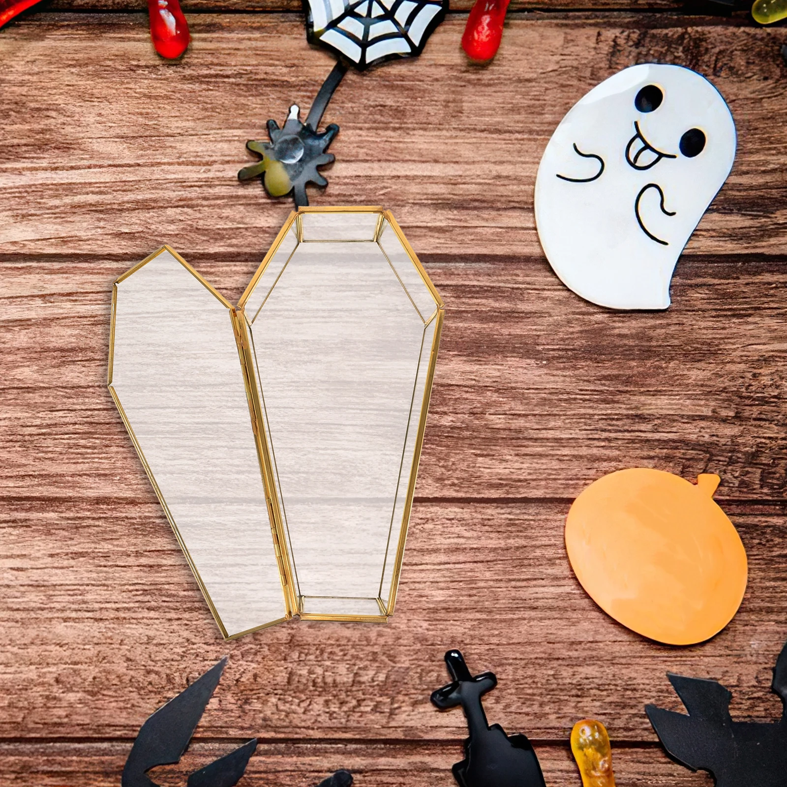 

Glass Coffin Jewelry Halloween Decor Gothic Trinket Display Case For Cards Insect Specimens Vintage Storage Rock Collectibles