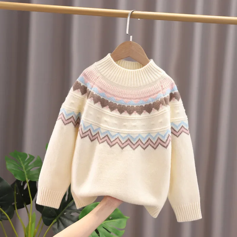 

2021 Ins New Fashion Girls Sweaters Winter Knit Seaters Children Thick Sweater