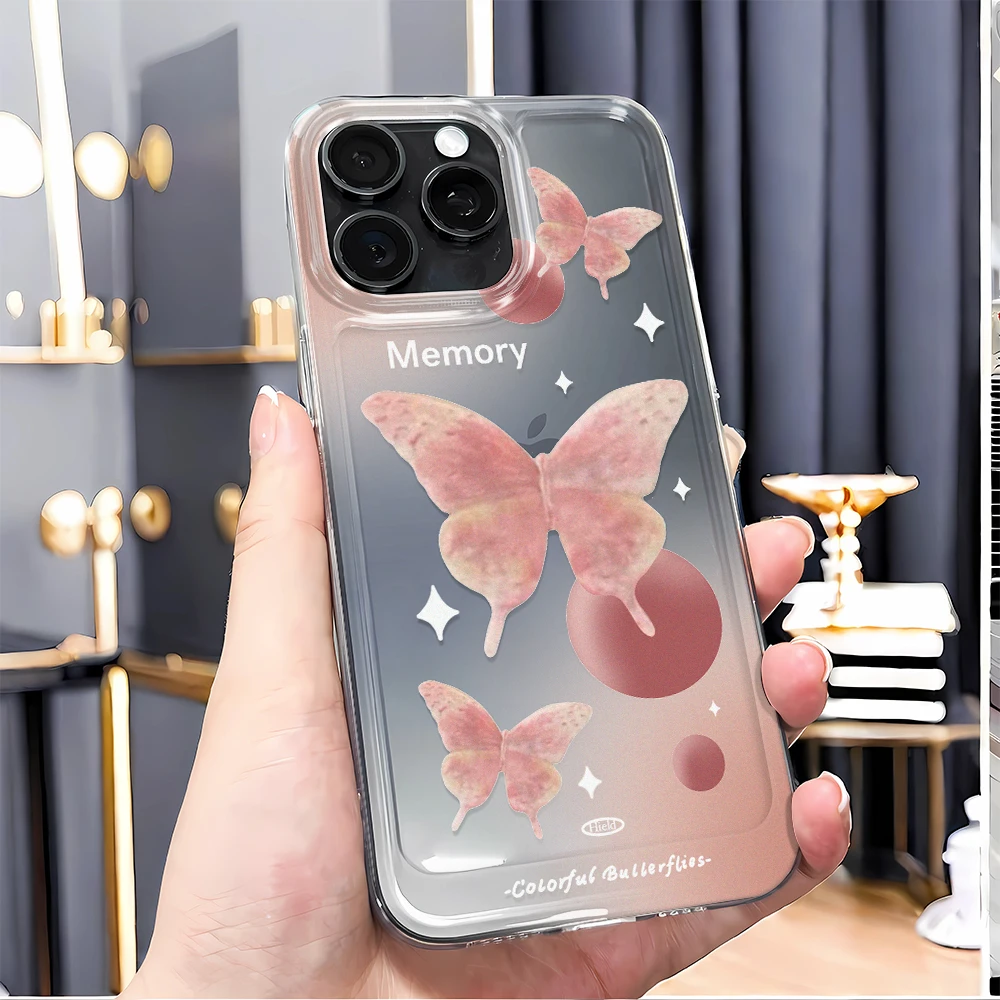 

Чехол для телефона с разноцветными бабочками для IPhone 16, 15, 14, 13, 12, 11 Pro Max 8, 7 Plus XR XS X SE, противоударный прозрачный мягкий чехол