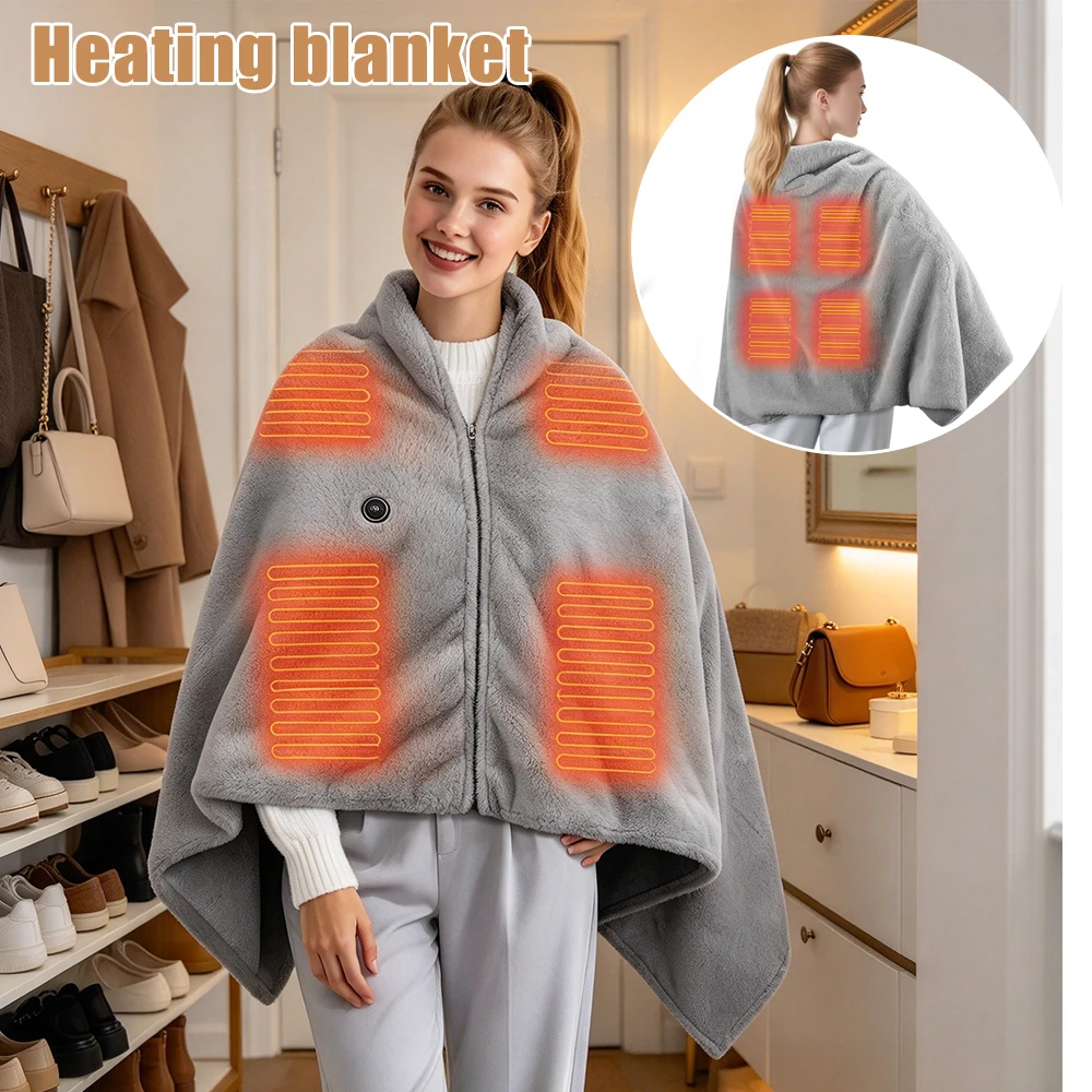 Heated Shawl Blanket USB Plug 3 Speed Heating Washable Nap Shawl Electric Scarf Blanket Portable USB Heated Warm Blanket
