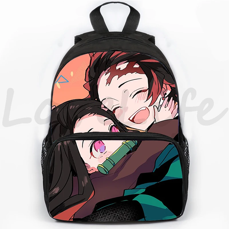 กระเป๋านักเรียนลาย Demon Slayer Mochila ประถมกระเป๋าเป้นักเรียนหนังสือกันน้ำกระเป๋าเป้ผู้หญิงแล็ปท็อปผู้ชาย