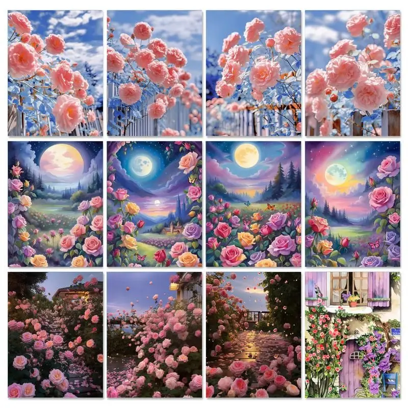 

GATYZTORY Pictures By Numbers Flower Scenery Frame Painting By Numbers Landscape On Canvas Numbers Painting DIY Gift Artwork