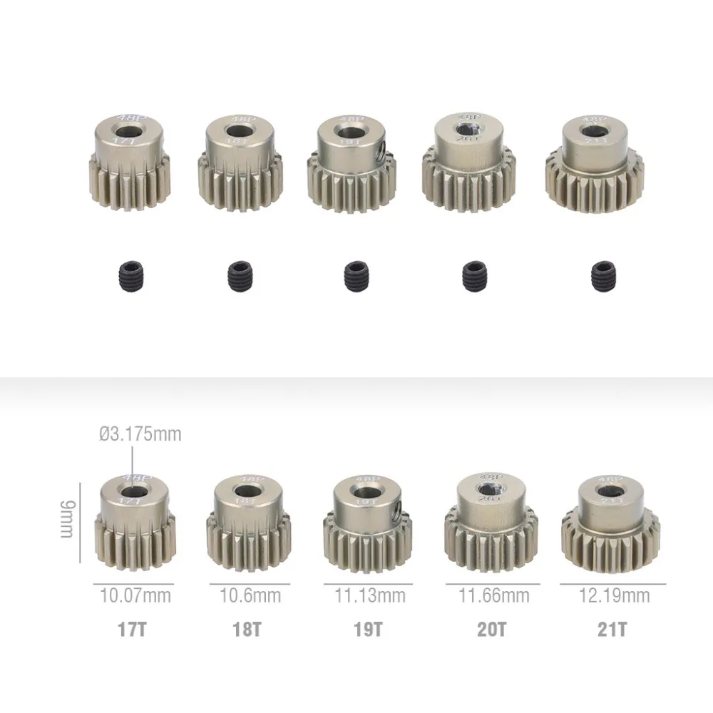 48P Ritzel 3,175mm 11T 15T 17T 18T 19T 20T 22T 24T 30T 13T-48T Aluminiumlegierung Motor Getriebe für 1/8 1/10 1/12 1/14 1/16 1/18 RC Auto – Detail 23