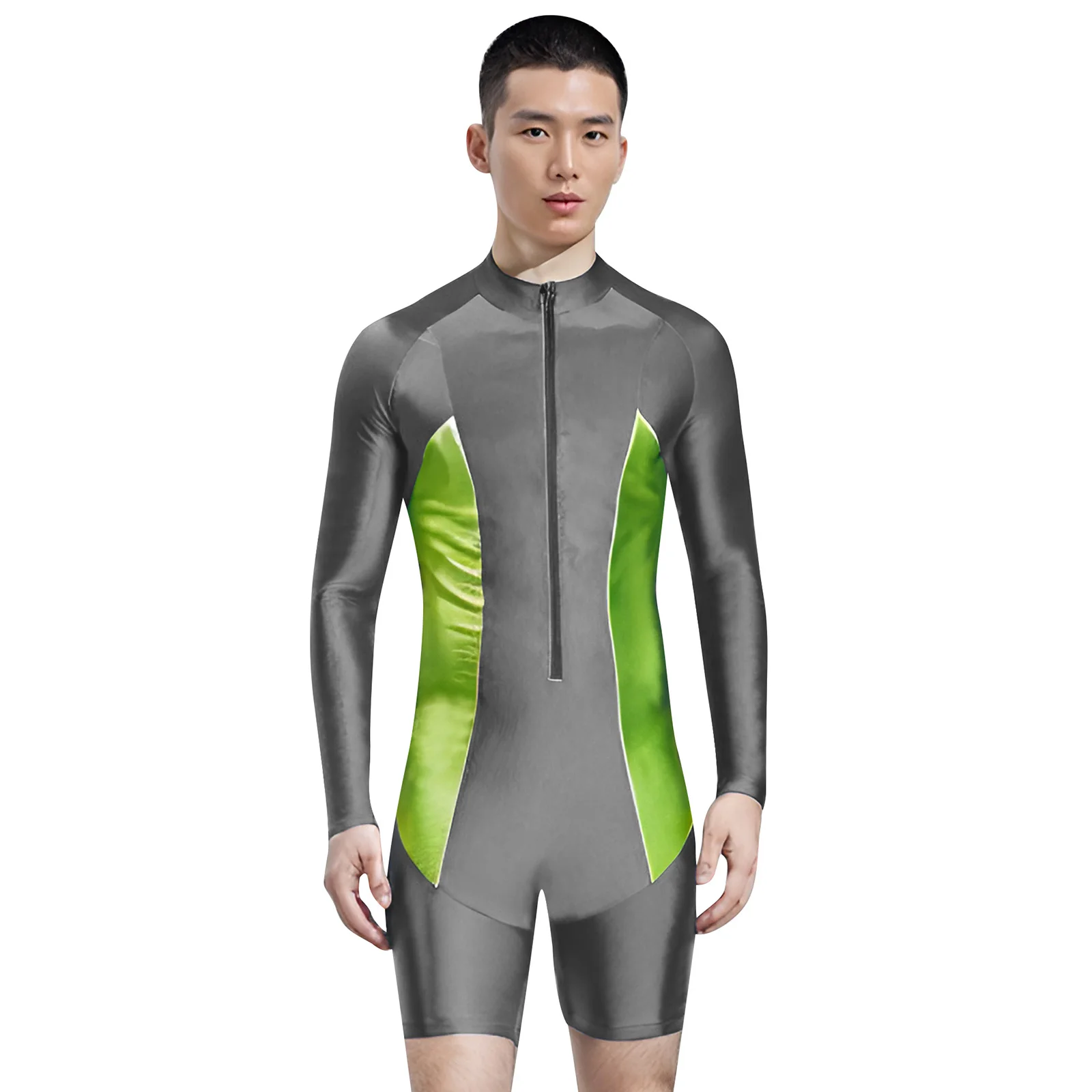 Mens Shorty Wetsuit Swimsuit Premium Neoprene Front Zipper Bodysuit Swimwear Diving Snorkeling Surfing Swimming Bathing Suit