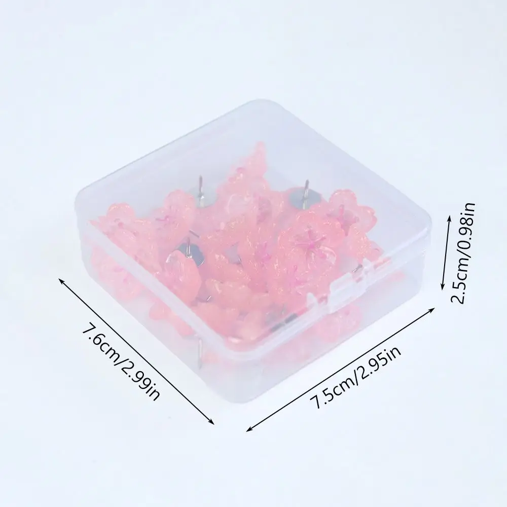 10/20/30Pcs Home Decoration Creative Sakura Pushpins 3D Reusable Board Push Pin Cute with Box Thumb Tacks Wall Markers