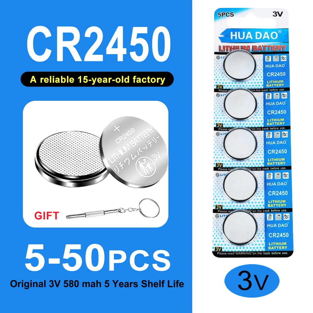 5-50PCS CR 2450 3V Lithium  Batteries Replaced CR2450 DL2450 BR2450 For Remote Control Watch Button Coin Cell