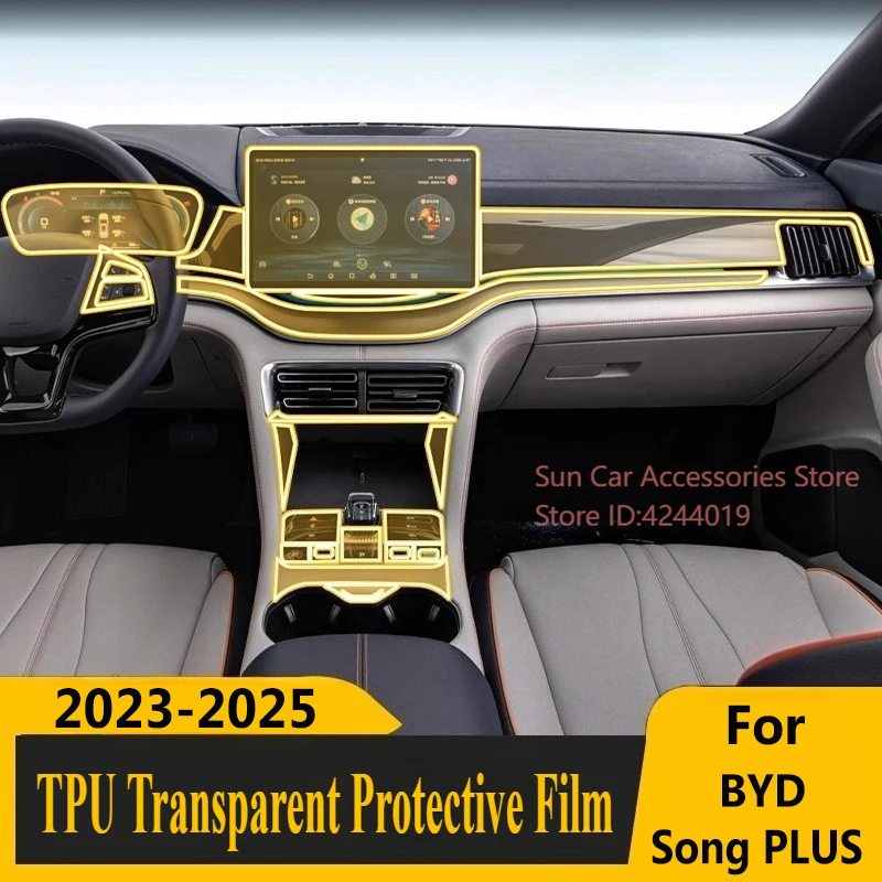 

For BYD Song PLUS New Energy 23-25 Screen Central Control Interior Sticker TPU Protective Film Car Interior Modified Accessories