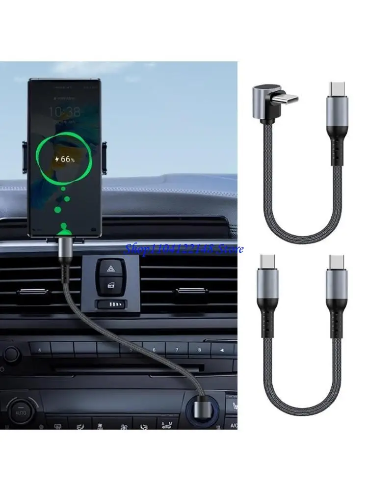 P9FA 60W USB C to USB C Charging Cable Flat Nylon Cord Data Sync Charging Cord Efficient Type C Cord Fast For Phone 15 Pad