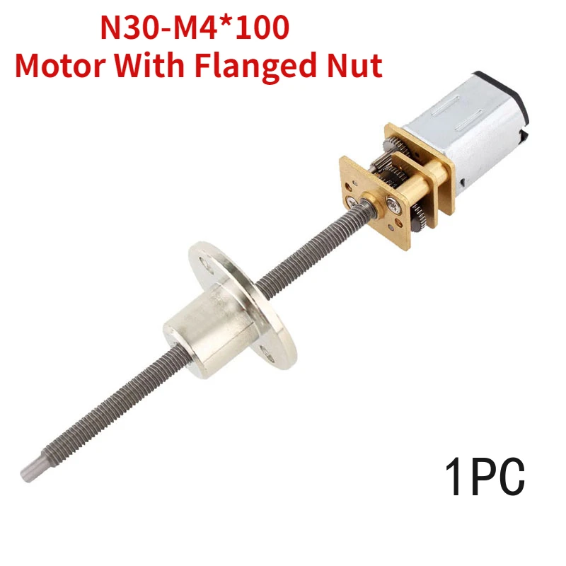 1pc N30-M4*100mm Lead Screw Micro DC Reduction Motor with Flange Nut 3/6/12V 15/30/50/60/100/150/200/300/500RPM