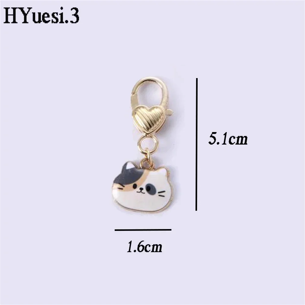 Cartoon Cat Keychain Kawaii Metal Kitty Animal Charms With Key Holder For Women Girls Purse Bag Backpack Earphone Ornaments