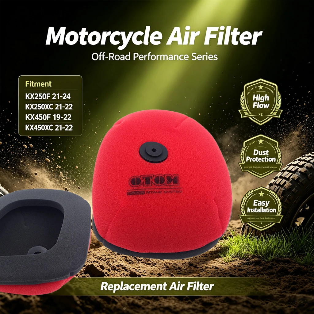 For KAWASAKI KX250F 21-24 KX450F 19-22 KX250XC KX450XC 21-22 Foam Sponge Engine Filtration Cleaner Motorcycle Air Filter parts