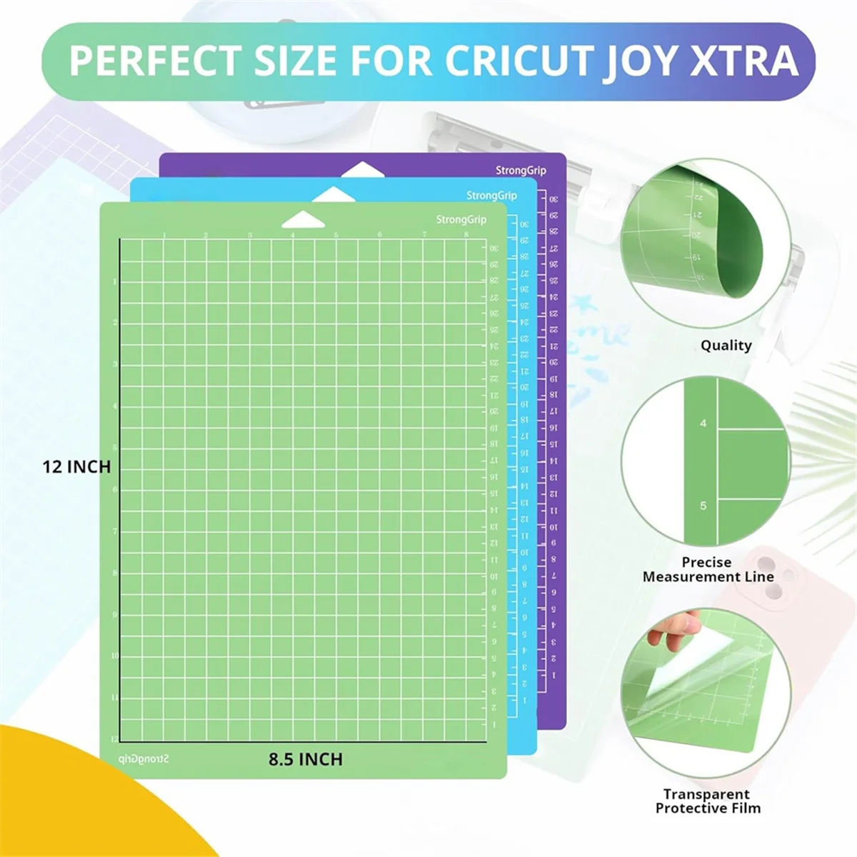 L33A_Cutting Mats for Joy Xtra، 3 قطع من سجادات القطع مقاس 8.5 × 12 بوصة لاصقة قابلة لإعادة الاستخدام #6