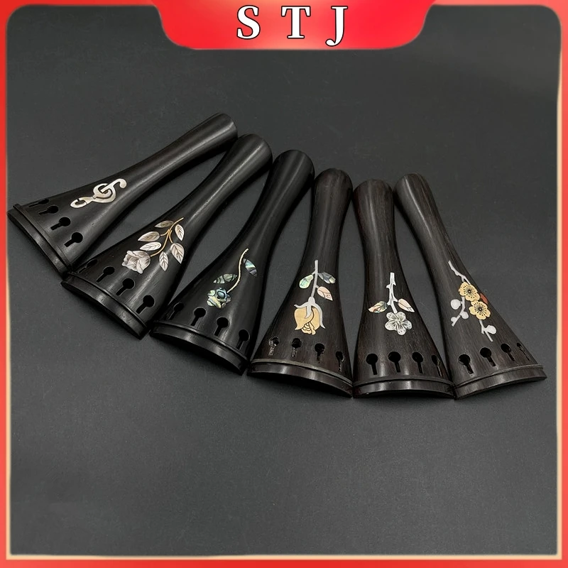 Ebony 4/4 violin Tailpieces Fiddle tail piece Carved inlay shell violin Tailpiece violin accessories parts fittings