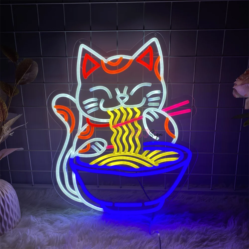 Anime Lucky Cat Custom Neon Led Sign House Room Personalized LED Neon Lights Bedroom Store Salon Wall Decor Business Boardsign