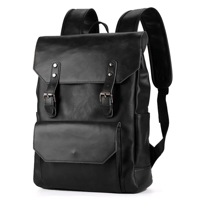 Women Men School Bags PU Leather Backpacks Multifunctional Vintage Waterproof Travel Backpack Retro 15.6 Inch Laptop Bag for Men