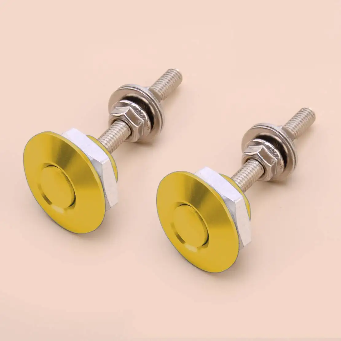 Universal 2pcs Gold 30mm Car Push Button Quick Release Hood Bonnet Pins Lock Clip Bumper Latch