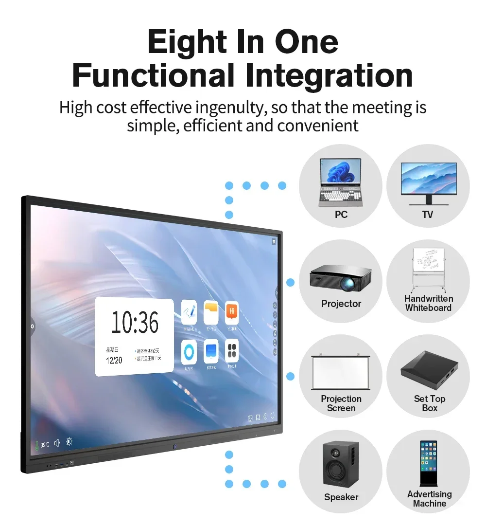 Smart Board With 4K Touch Screen Flat Panel, All Interactive Whiteboard 65 Inch 65 Inch Oled Tv Black And Silver Tv Stand 65inch