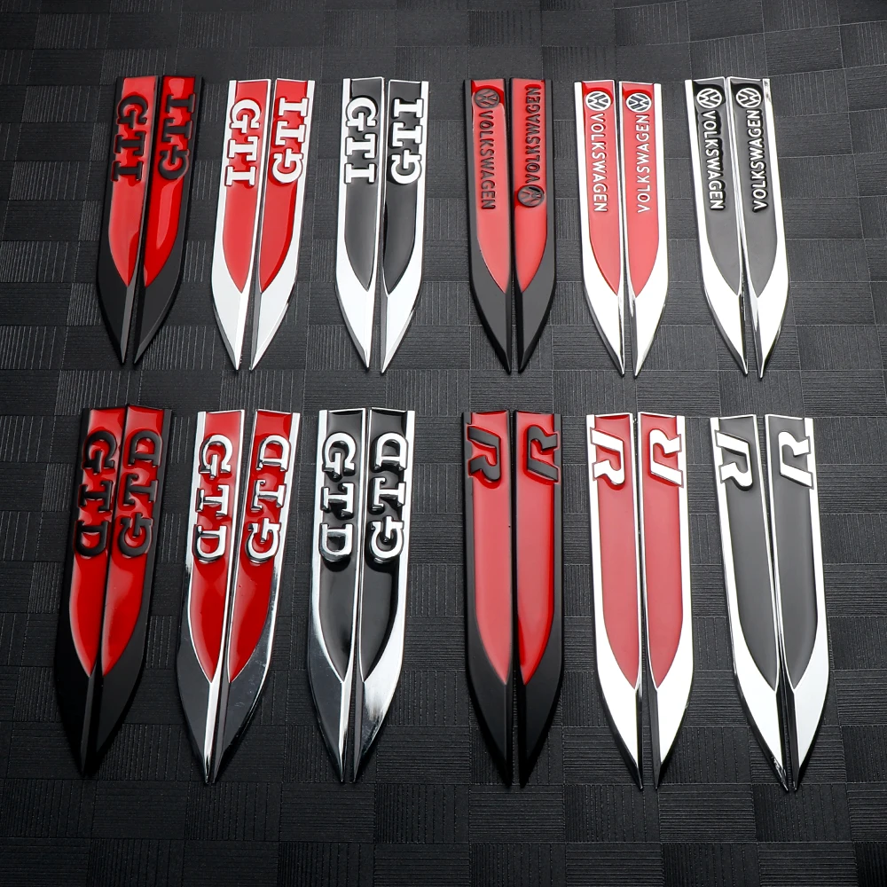 Car Styling Metal Alloy Badge Car Body Side Wing Fender Decoration Stickers For Volkswagen Tiguan Sagitar GTI GTD R Golf Beetle