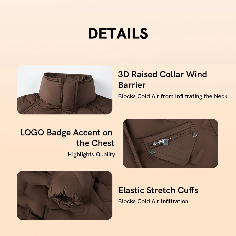 Chericom Chaqueta corta de plumón para mujer, chaquetas de plumón a prueba de viento con cremallera y cuello levantado, ropa femenina de moda con cordón 2025 Y309052Y