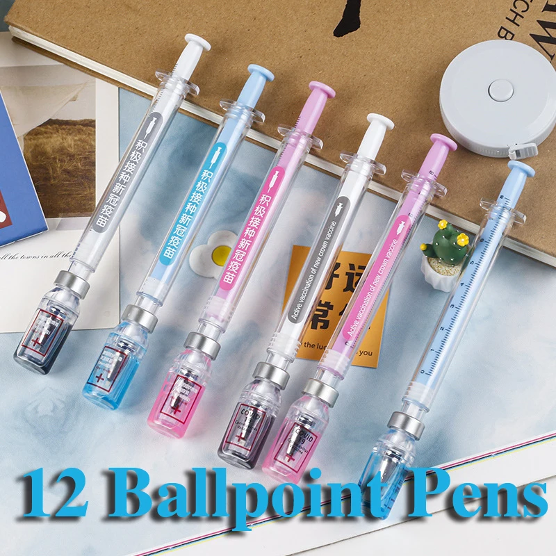 

12Pcs Novelty Syringe Peculiar Shape Cute Stationery School Office Stationery Gel Pen