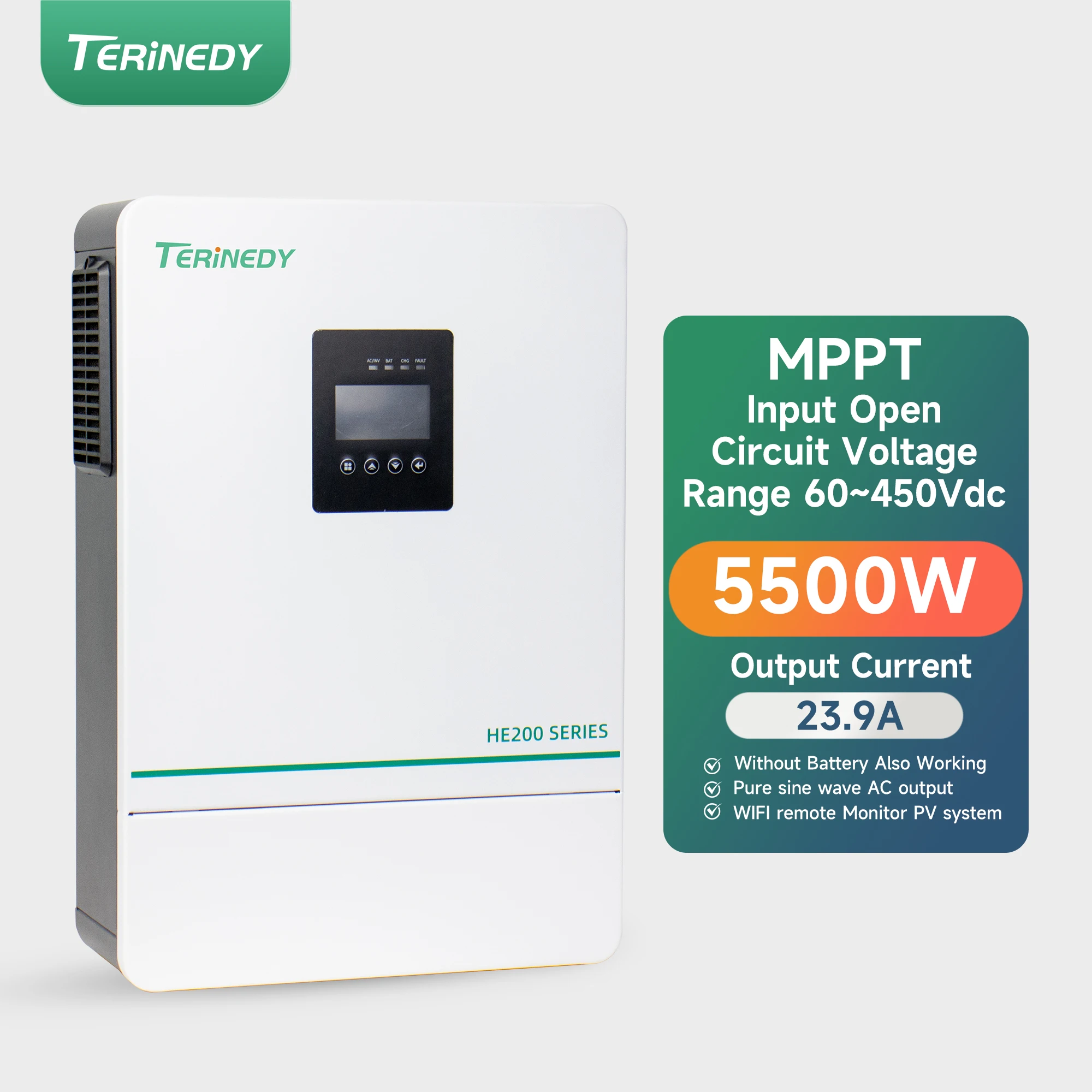 Photovoltaic Hybrid Grid Inverter 5500W Support 24V Lead Acid/lithium Batteries Multi-functional Solar System