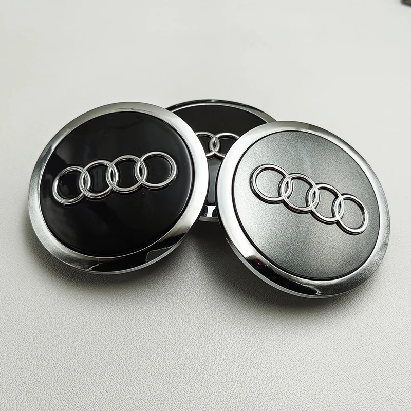 4pcs 69mm Black Grey Car Badge Wheel Center Hub Cap Rim Caps For Audi Emblem 4B0601170A A3 A4 A6 Q3 Q5 Q7 A5 A7 Q2 Accessories