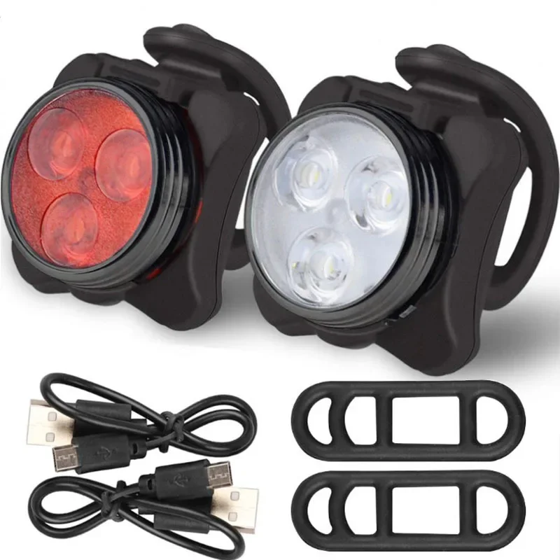 Rechargeable Bike Light Set Super Bright Front Headlight and Rear LED Bicycle Light 650mah 4 Light Mode Options