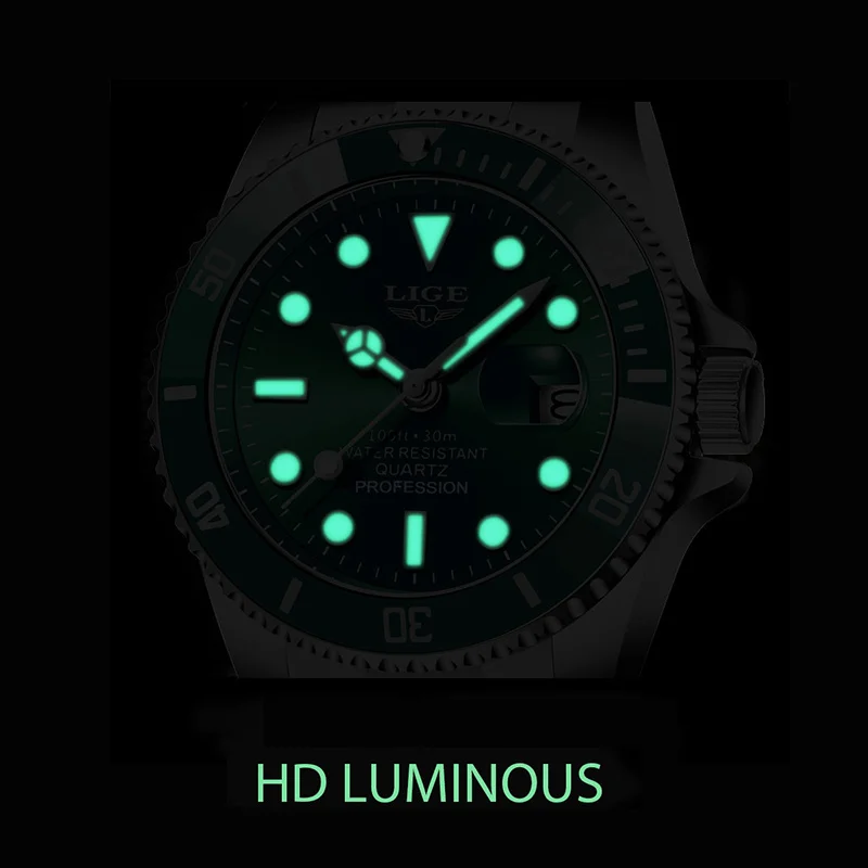 LIGE Luxury Man Watch Business Waterproof Luminous Male Clock Fashion Calendar Stainless Steel Quartz Men Watches Reloj Hombre