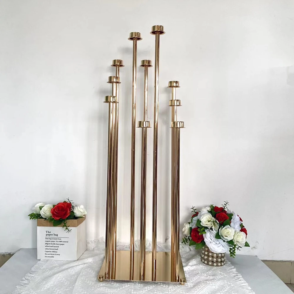 IMUWEN 10 Heads Metal Candelabra Luxury Candle Holders Stands Wedding Table Centerpieces Flower Vases Road Lead Party Decoration