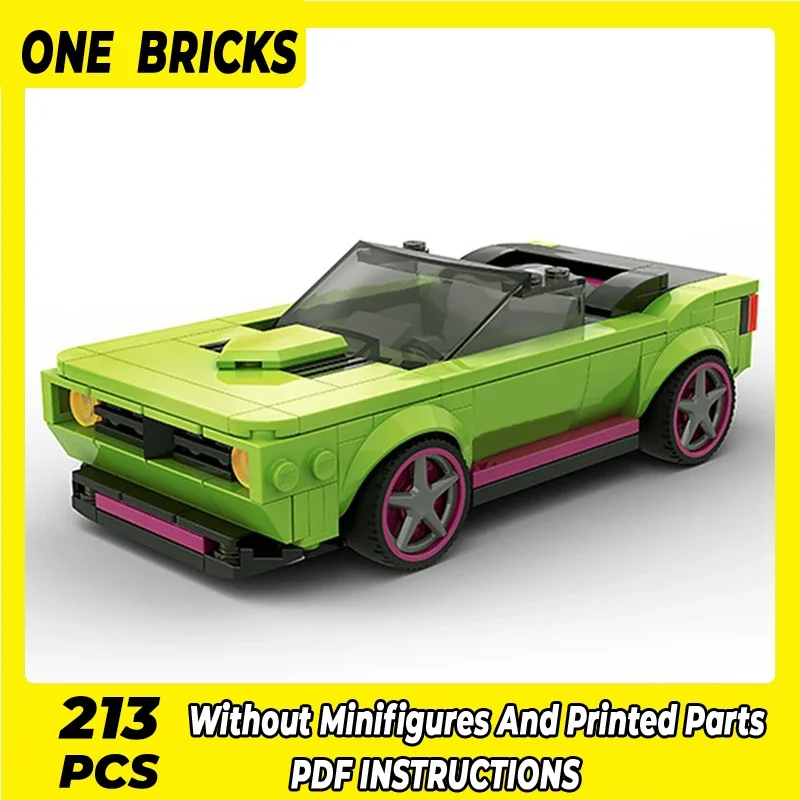 Speed Champions Moc Model Building Bricks, Green Muscle Car Technology, bloques modulares, regalos, juguetes de Navidad, conjuntos de bricolaje, montaje