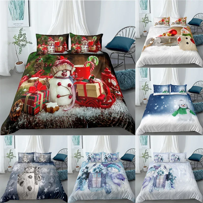 Funda nórdica navideña de todas las tallas 3D, juego de cama de Papá Noel, funda de edredón tamaño doble Queen King, colchas suaves con funda de almohada, juego de Navidad