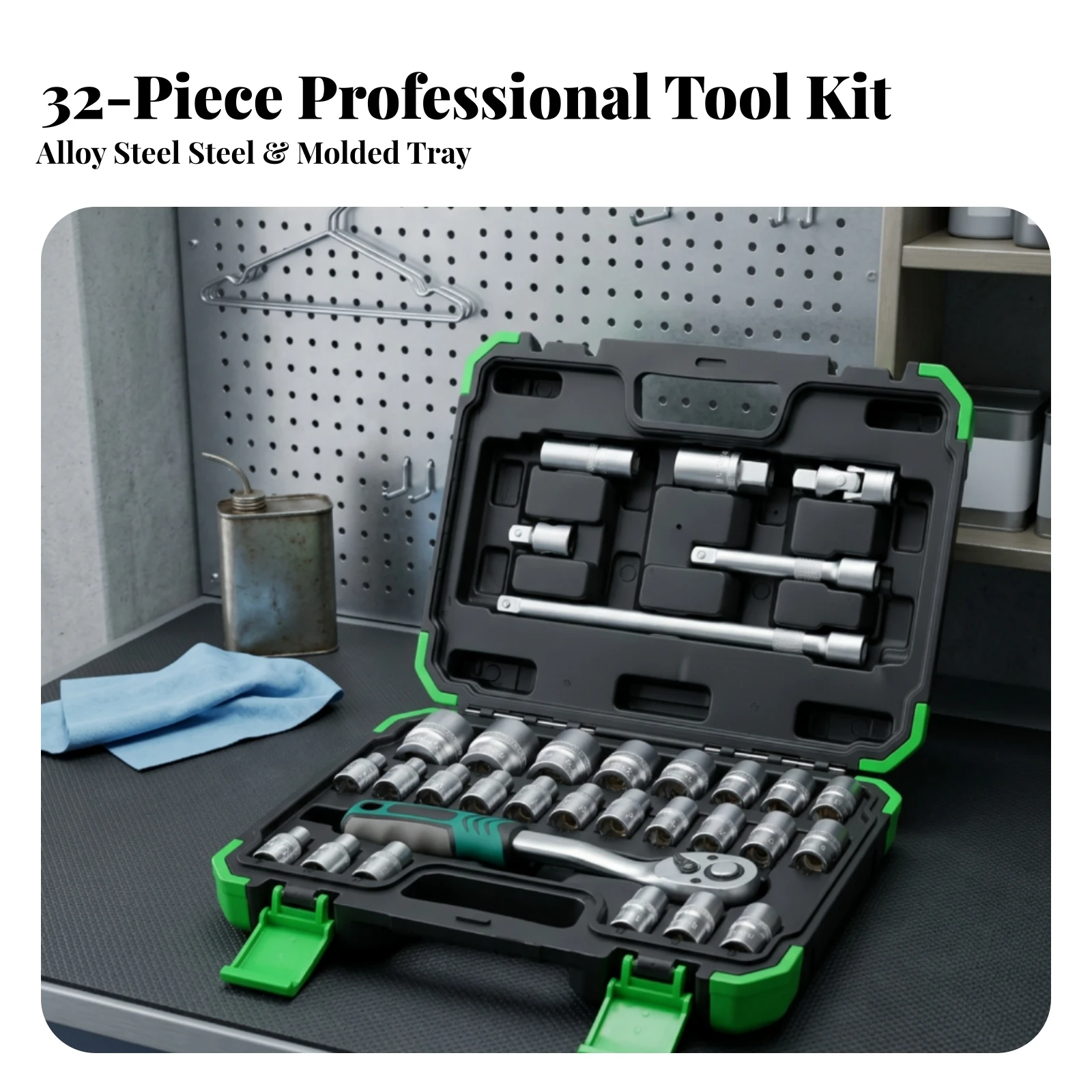 Socket Wrench Kit Chrome Vanadium Ratchet and Socket Set Ratchet Wrench Set Professional-Grade Tools Sturdy for Car Owners