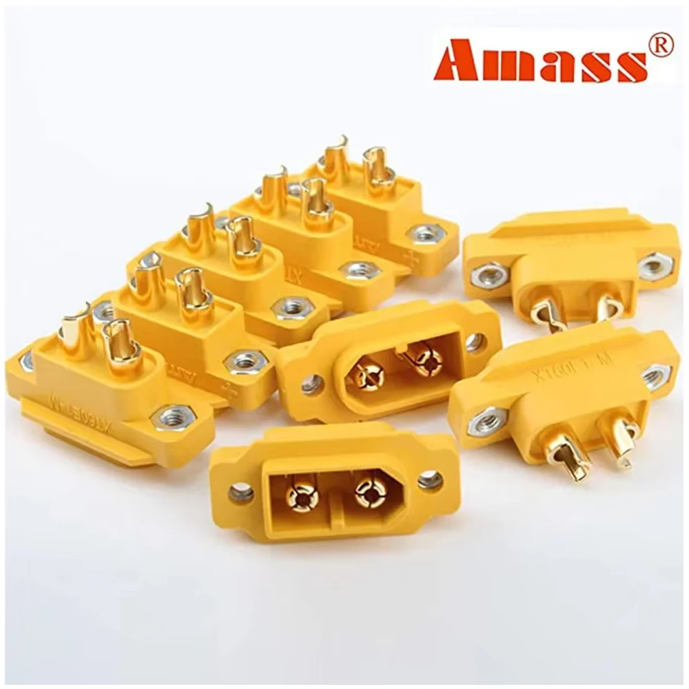 10PCS AMASS XT60E-M Mountable XT60 Male Plug Connector 4.23g For Racing Models Multicopter Fixed Board DIY Spare Part