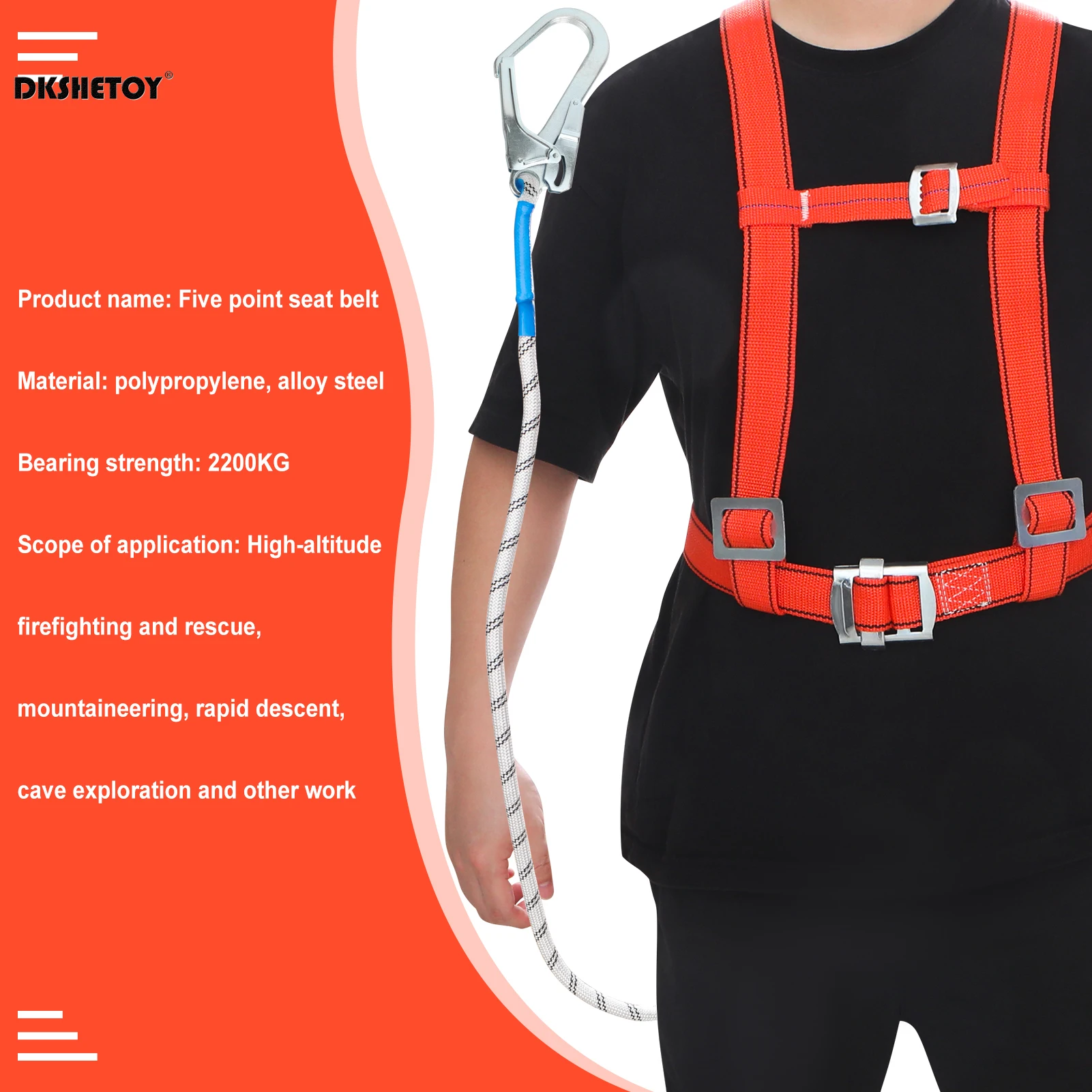 2-3 Meters Safety Harness with Hook Chest Lumbar Waist Adjustment Safety Belt for High-altitude Operations