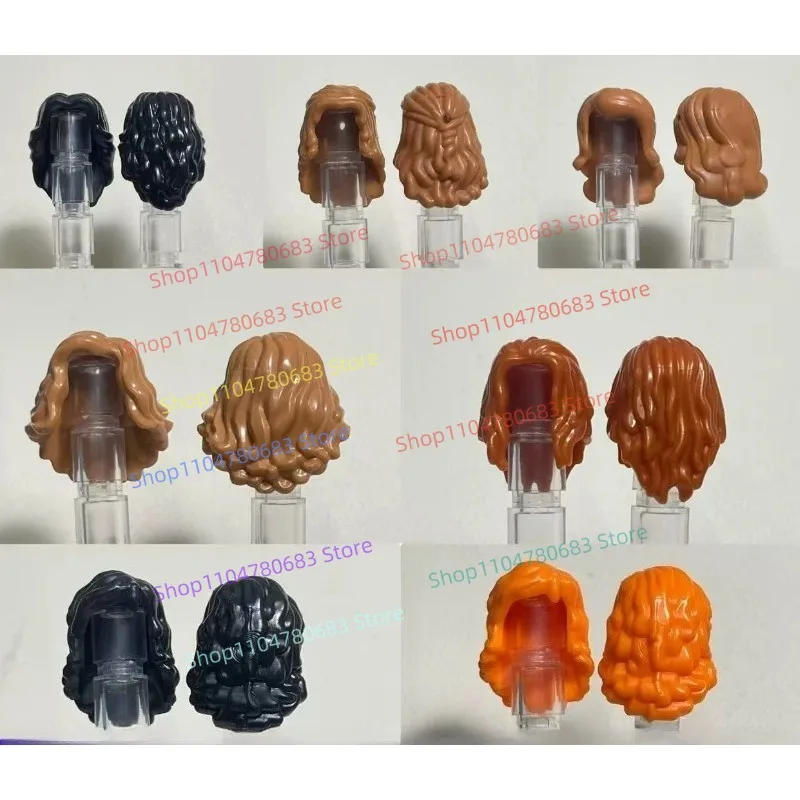 

Конструктор MOC: Аксессуары для мини-кукол с длинными кудрявыми волосами, сборные коллекционные украшения, праздничные подарки.