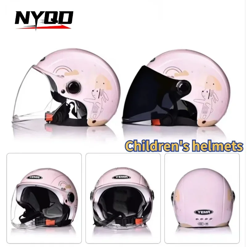 

YEMA Motorcycle Children Helmet Summer Electric Bicycle Half Helmet Women's Motorbike Safety Riding Helmet All Seasons Universal