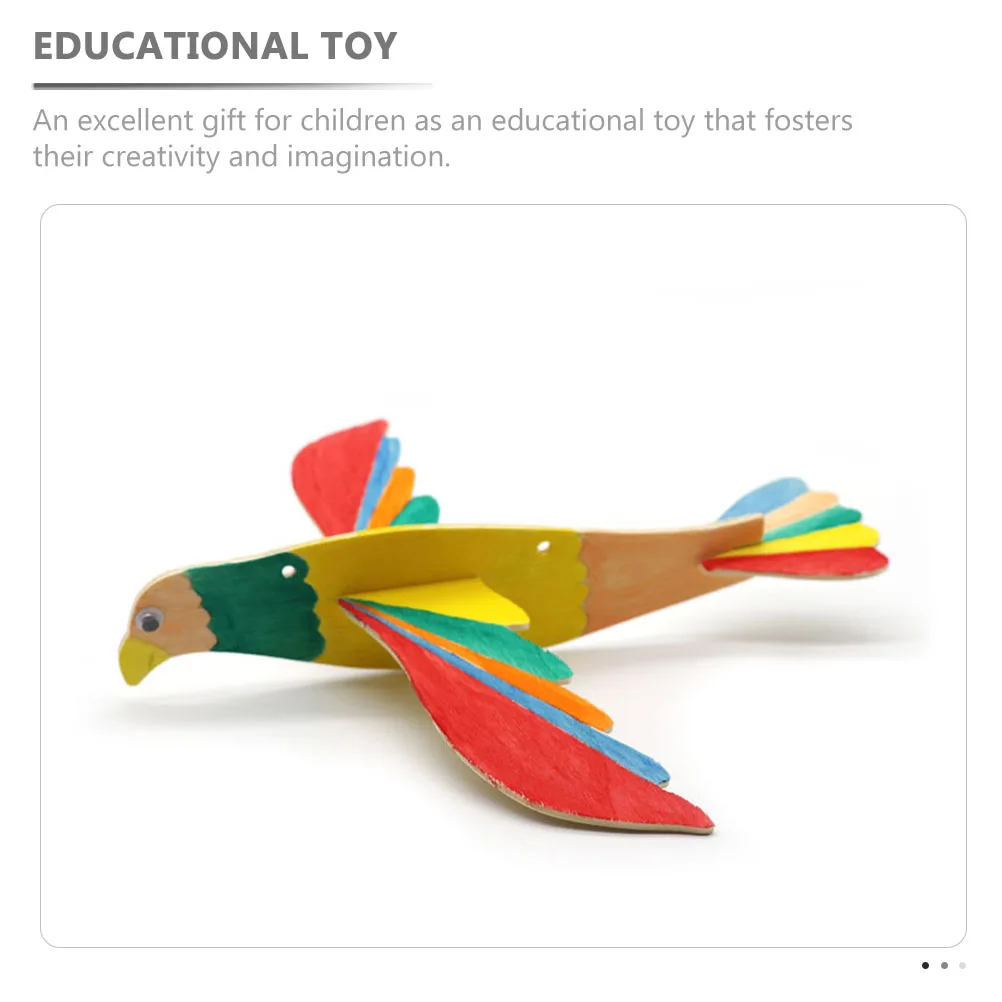 

4pcs Diy Wooden Eagle-Shaped Hand-Painted Kids Educational Craft Graffiti Playthings Woodcraft Construction Sets Children