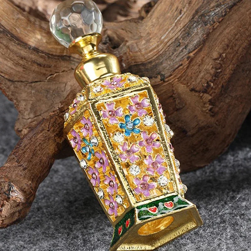 Vintage Mini Decoration Bottle 10ml Empty Gilt Jar Retro Enamel Flowers fit Perfume Aromatherapy Essential Oils Home/SPA/Hotel