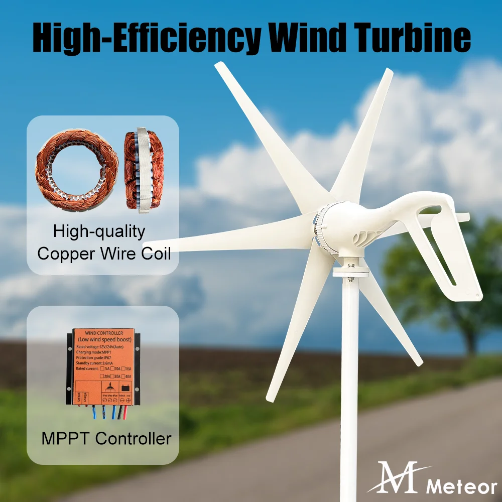 Gerador de Turbina Eólica para Casa Gerador de Turbina de Água Gerador de Energia Livre com Controlador Mppt 600w 800w kw 12v 24v