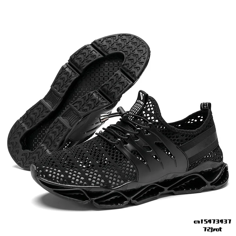 Summer Breathable Shoes Men's Mesh Single Net Sandals For Hole Hollow Out Sports Slippers Without shoelace Sneakers Tennis Lazy