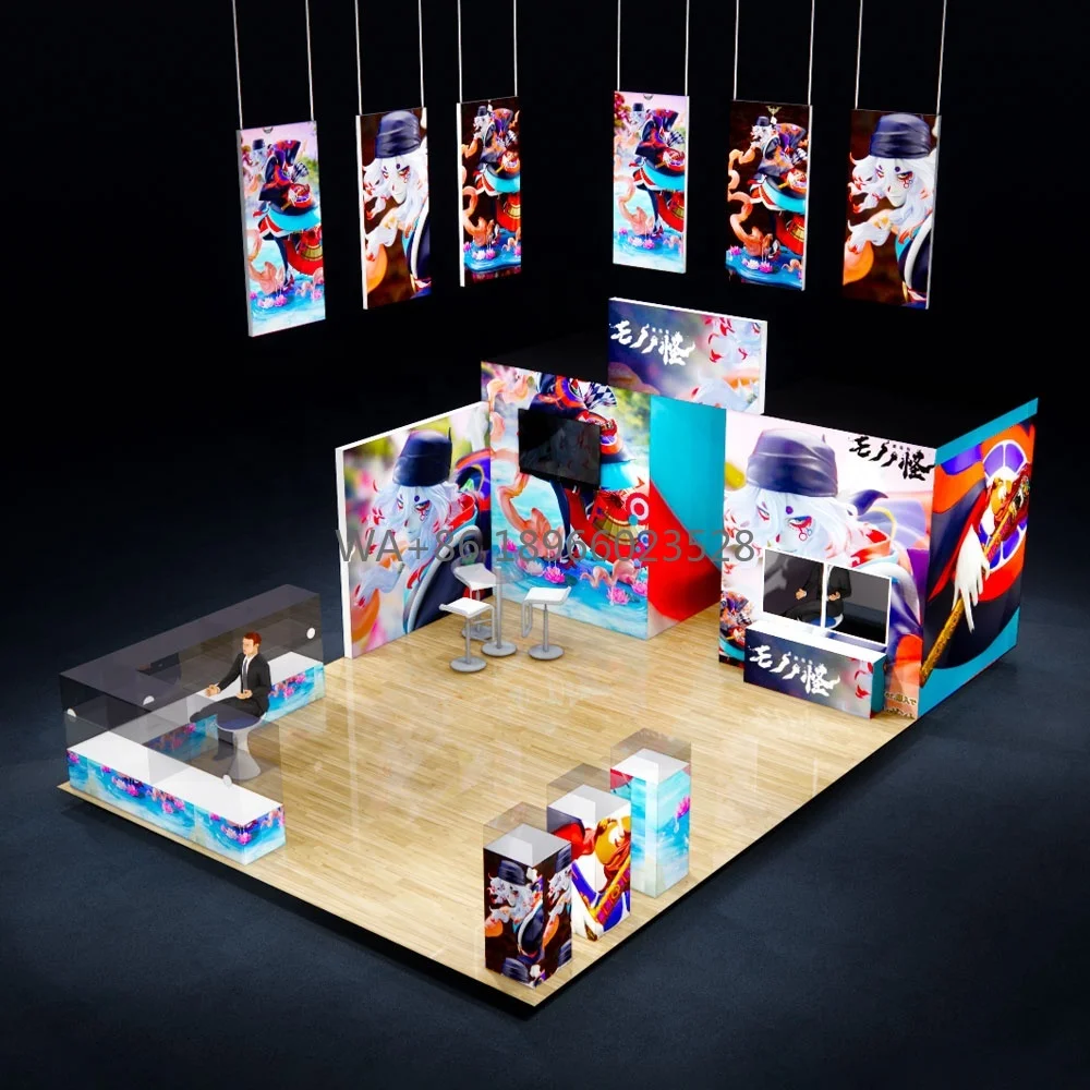 30X40ft Anime Trade Show Booth Backlit Modular Exhibition Booth Design Expo Stand Advertising Light Box Backdrop