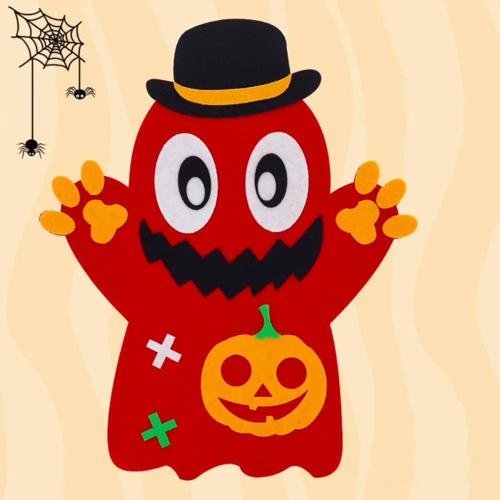 Morcego diy kits de fantoches de mão abóbora exigindo doces fantoche de mão brinquedo dos desenhos animados tecido fantoche de halloween presente para crianças