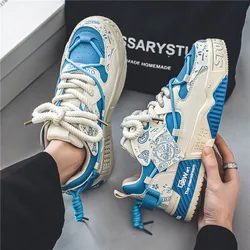 2024 Spring New Sneakers Fashion Men Vulcanized Shoes Platform Tennis Sports Outdoor Men Bread Shoes Student