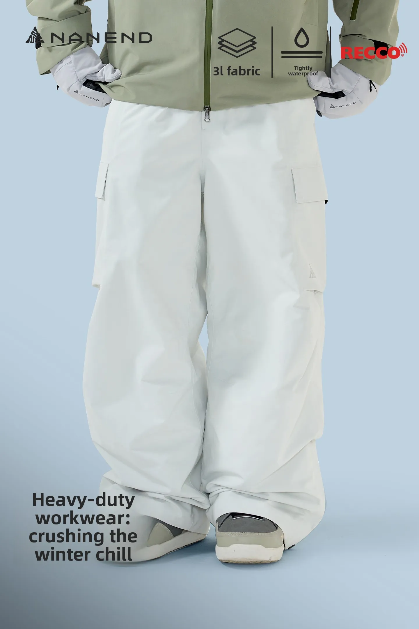 سراويل تزلج نانند للسيدات خفيفة الوزن 3 لتر مقاومة للماء احترافية لإزالة الرطوبة سراويل تزلج فضفاضة للرجال