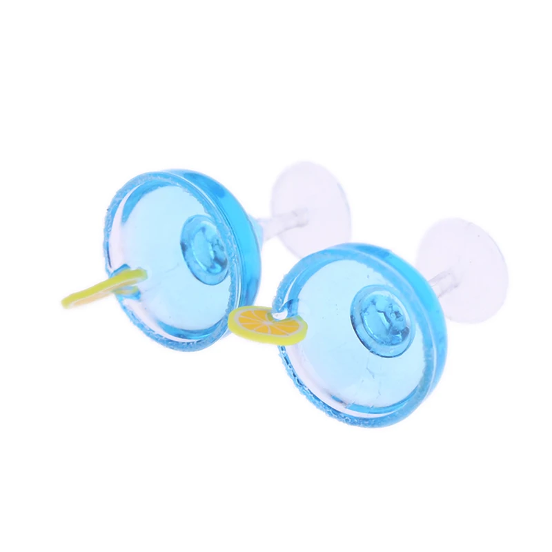 2 Pz/set Casa Delle Bambole In Miniatura Blu Tazze Da Cocktail 1:12 Mini Simulazione Bevanda Modello di Vetro Giocattolo Casa di Bambola Accessori