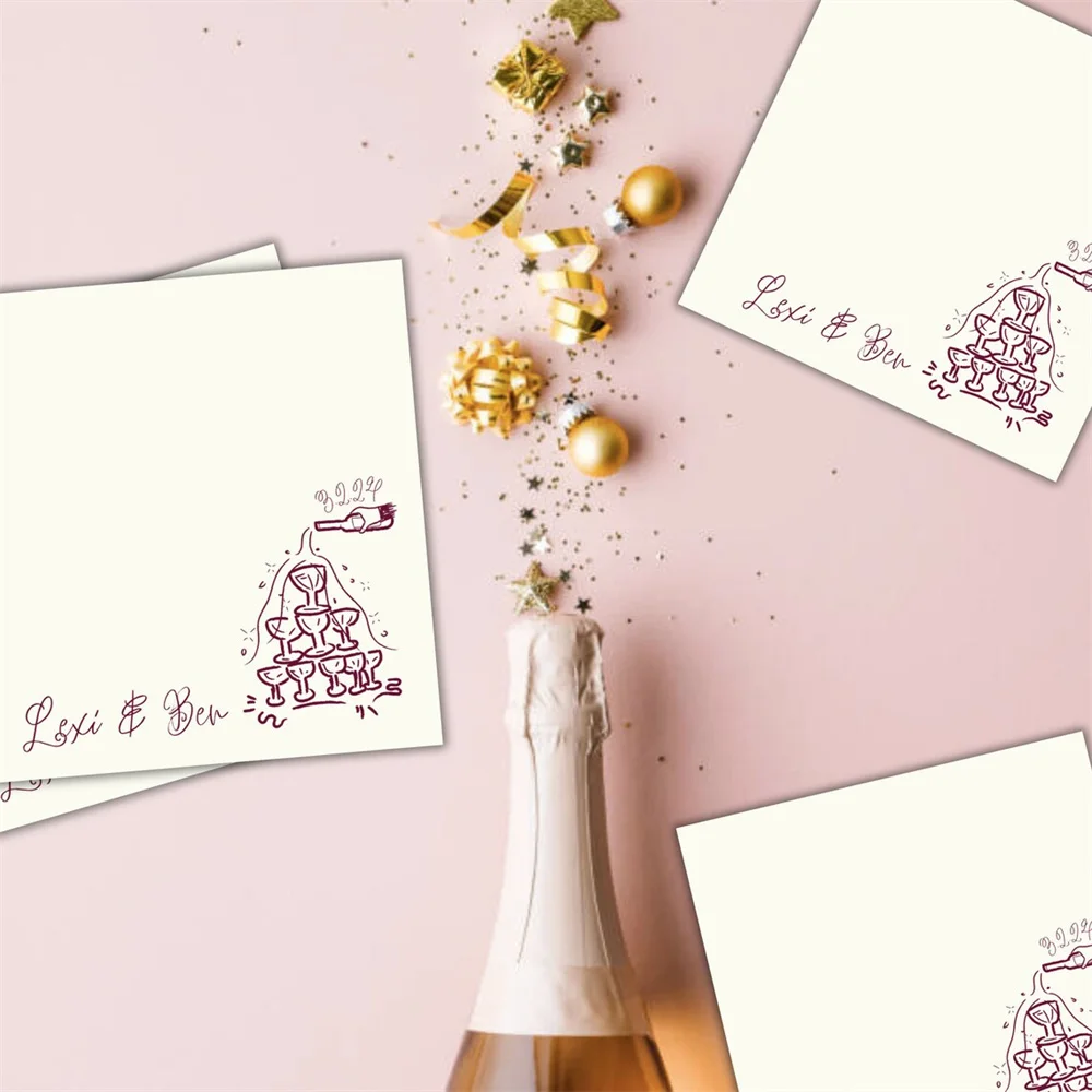 

50PCS CHAMPAGNE Personalized Napkins, Custom Monogram Napkins, Party Napkins, Cocktail Napkins, Custom Napkins, Dirty Martini, V